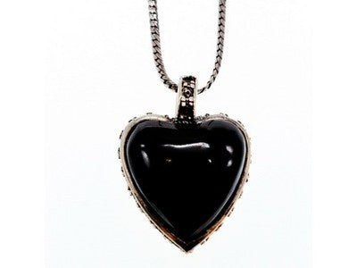 925 Sterling Silver Black Jade and Mother of Pearl "Heart" Chain with Pendant
