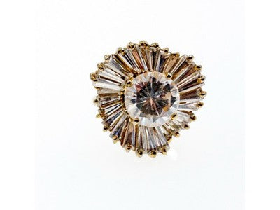 925 Sterling Silver Gold Plated CZ Ring Size 5.5