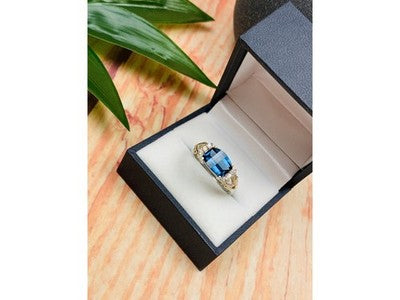 925 Sterling Silver Spinel & CZ Ring Size 9