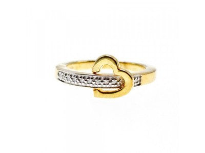 925 Sterling Silver Gold Plated Sapphires "Heart" Ring Size 8