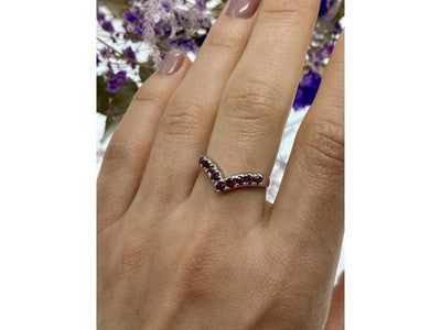 925 Sterling Silver Pink Topaz Ring Size 8