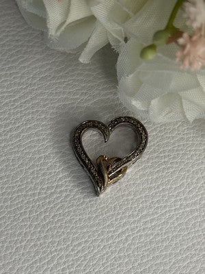 925 Sterling Silver White Topaz Heart Pendant Length 0.75 Inch