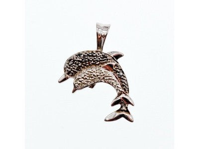 925 Sterling Silver Spinel Dolphins Pendant