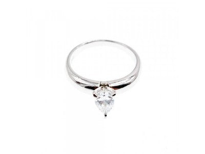 925 Sterling Silver CZ "Drop" Ring Size 7
