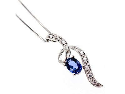 925 Sterling Silver London Blue & White Topaz Chain With Pendant