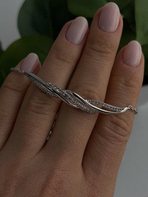 Adjustable 925 Sterling Silver White Colorless Beryl Bracelet