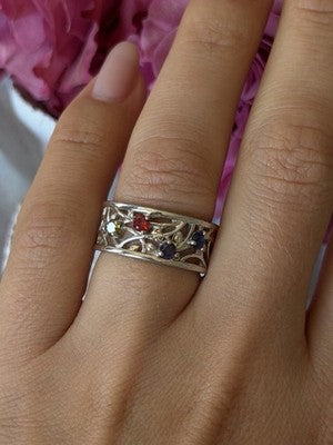 925 Sterling Silver Multi Color Spinel Ring Size 7