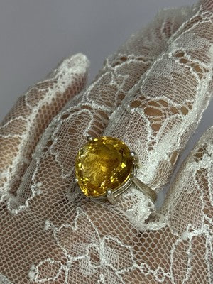 925 Sterling Silver Citrine Ring Size 7