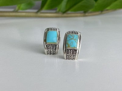 Vintage 925 Sterling Silver Turquoise Earrings