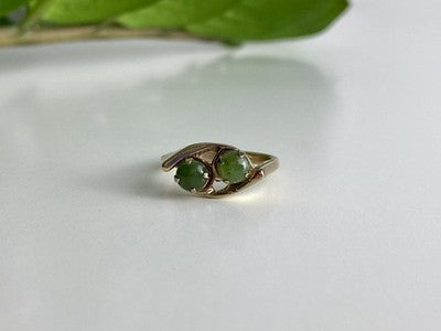 925 Sterling Silver Gold Plated Nephrite Ring Size 7