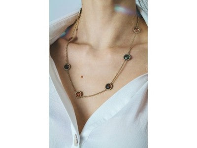 925 Sterling Silver Gold Plated Multicolor Jewelry Glass Necklace