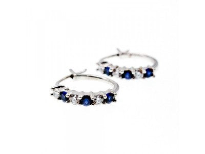 925 Sterling Silver Blue & White CZ Earrings
