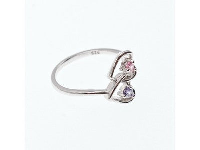 925 Sterling Silver CZ "Hearts" Ring Size 7