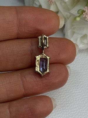 925 Sterling Silver Gold Plated Topaz & Emerald Pendant Length 0.88 Inch