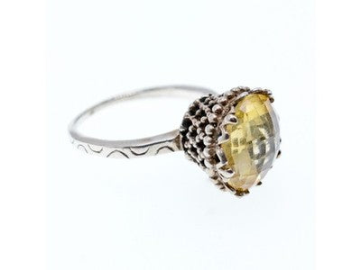 Vintage 925 Sterling Silver Yellow Tourmaline Ring Size 7