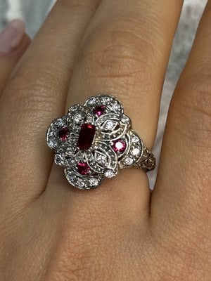 925 Sterling Silver Pink Spinel Ring Size 5