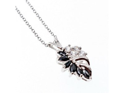 925 Sterling Silver Dark Blue Spinel & CZ Chain With Pendant