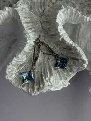 Shiny 925 Sterling Silver Topaz Earrings Length 1 Inch