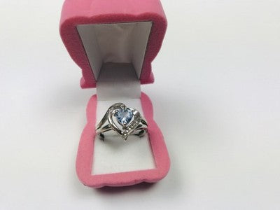 925 Sterling Silver Blue Spinel & Clear Quartz Ring Size 6.5