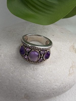 925 Sterling Silver Purple Tourmaline Ring Size 6