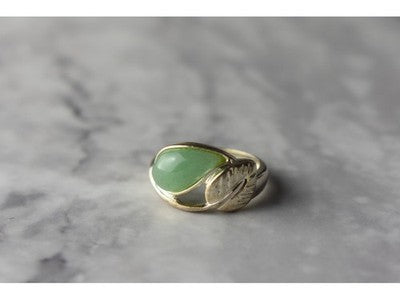 925 Sterling Silver Green Nephrite (Jade) Ring Size 6.5