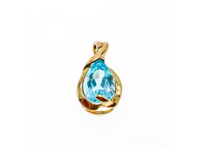 925 Sterling Silver Gold Plated Blue Spinel Pendant