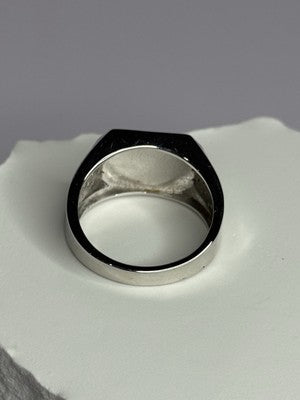 925 Sterling Silver Black Enamel & CZ Men's Ring Size 11