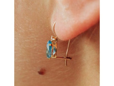 10K Yellow Gold Topaz & Diamonds Earrings