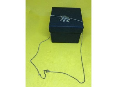 925 Sterling Silver CZ Elephant Chain With Pendant