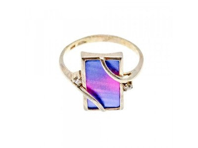 925 Sterling Silver Anodized Titanium & Quartz Ring Size 10.25