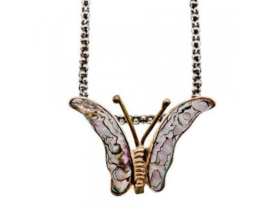 925 Sterling Silver Gold Plated Haliotis Butterfly Chain With Pendant