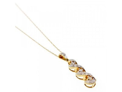 10K Yellow Gold Diamonds Chain With Pendant