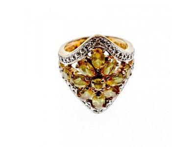 925 Sterling Silver Gold Plated Citrine Ring Size 5.5