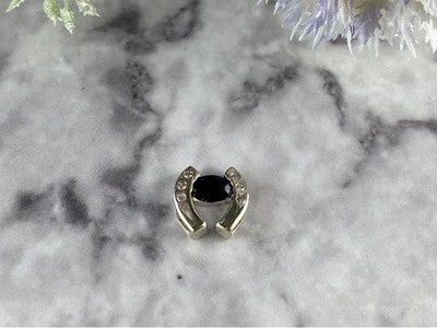 14K White Gold Blue & White Sapphires Horseshoe Pendant