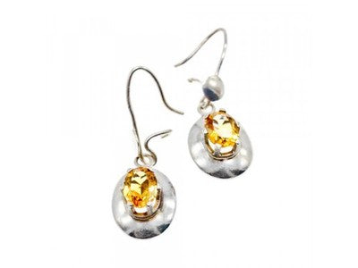 925 Sterling Silver Yellow Tourmaline Earrings