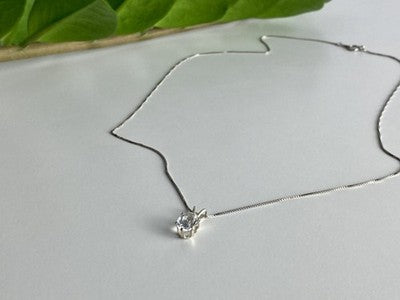 925 Sterling Silver White Tourmaline (Achroite) Chain With Pendant