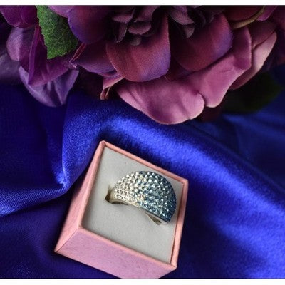 925 Sterling Silver Blue & White CZ Ring Size 6.5