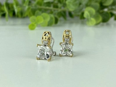 925 Sterling Silver Gold Plated White Tourmaline (Achroite) Earrings