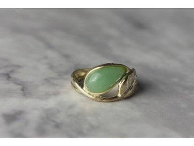 925 Sterling Silver Green Nephrite (Jade) Ring Size 6.5
