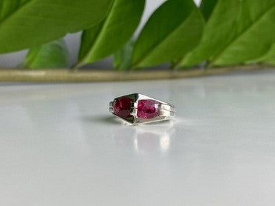 925 Sterling Silver Pink Spinel Ring Size 5.5