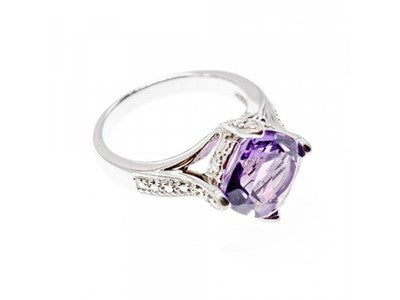 925 Sterling Silver Tourmaline & CZ Ring Size 6.75
