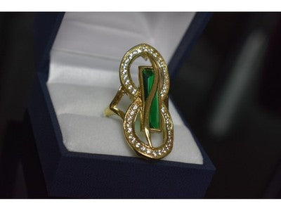 925 Sterling Silver Alpanite & CZ Ring Size 8 Turkey