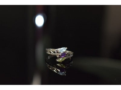 925 Sterling Silver Topaz, Amethyst & Peridot Ring Size 7