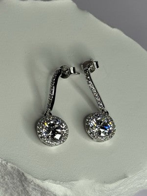 925 Sterling Silver Dream CZ Earrings Length 1.05 Inch