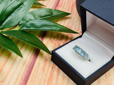 925 Sterling Silver Blue Spinel Ring Size 6.5