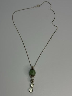 925 Sterling Silver Jadeite Necklace Length 18 Inch