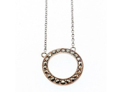 925 Sterling Silver Marcasites Pendant Necklace