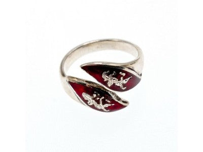 925 Sterling Siamese Silver Enamel Ring Size 5.5 (Adjustable)
