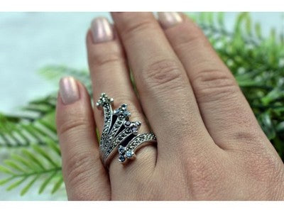 925 Sterling Silver Multi Gemstones Ring Size 7