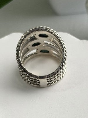 925 Sterling Silver Malachite Ring Size 7.5